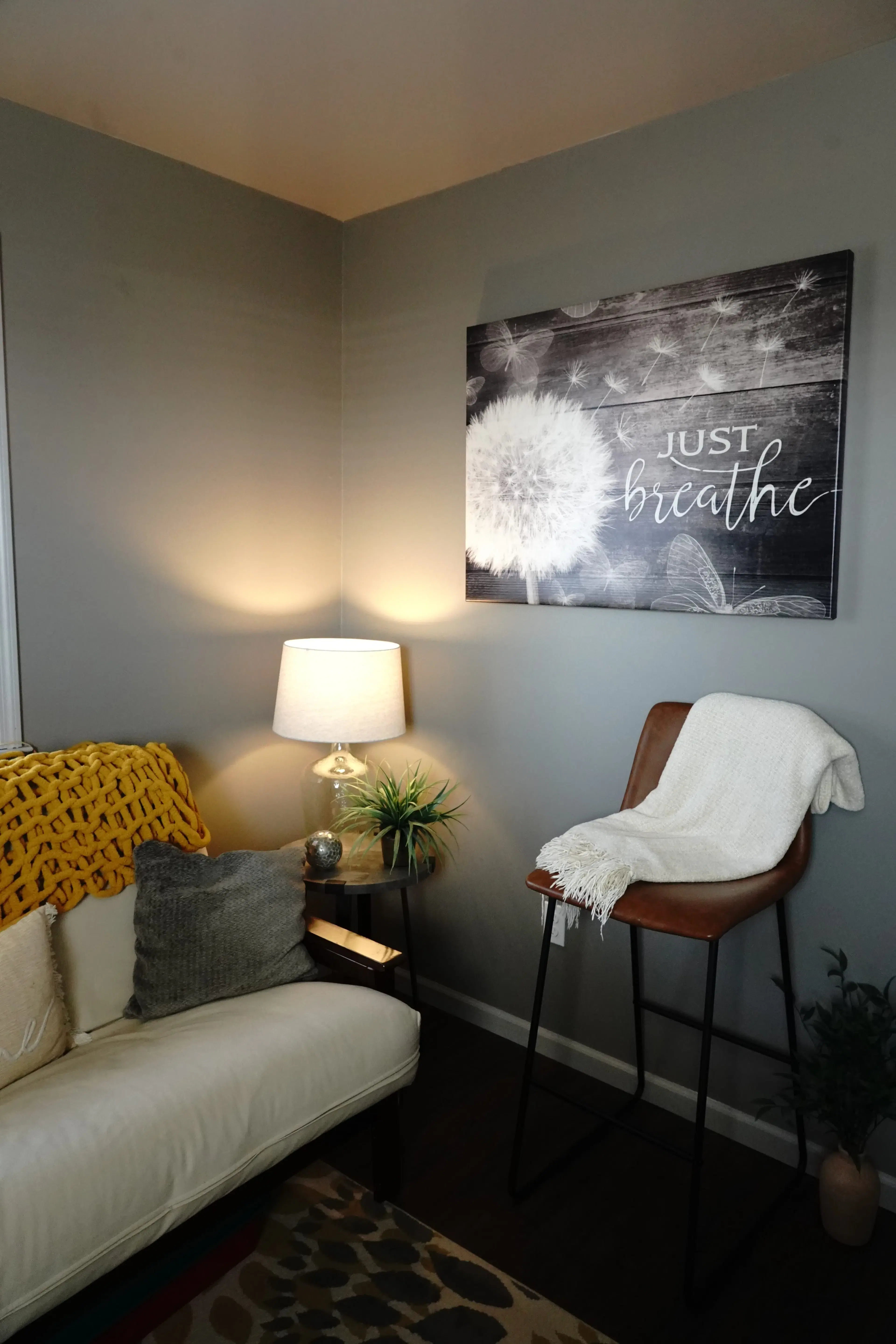 A warm, welcoming therapy setting with comfortable seating and natural light
